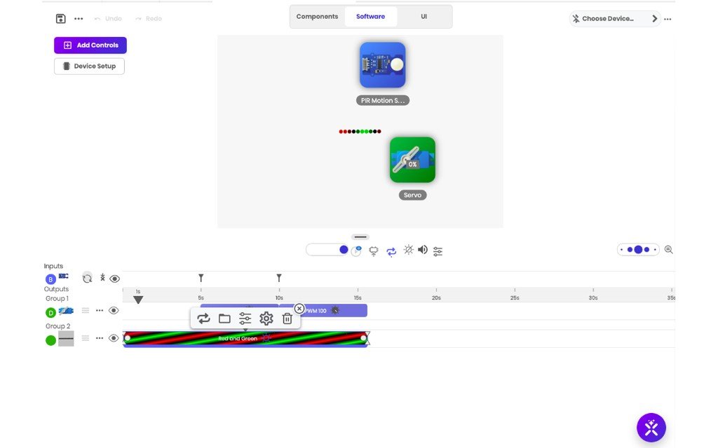 NEXE Designer visual timeline with behaviors and events
