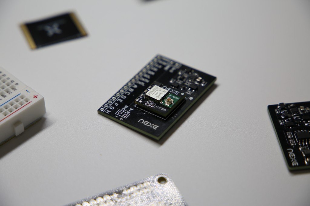 Close-up of the NEXE Micro module with antenna connector